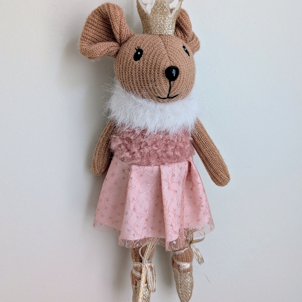 10" Handmade Ballerina Princess Mouse Doll Plush Christmas Ornament Pink NWT